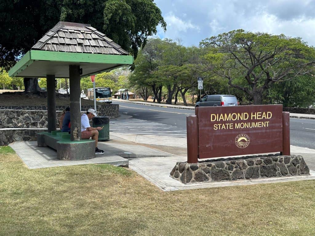 Bus stop at Diamond Head State Monument