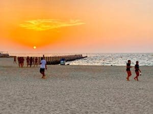 Sunset over a beach in Dubai.