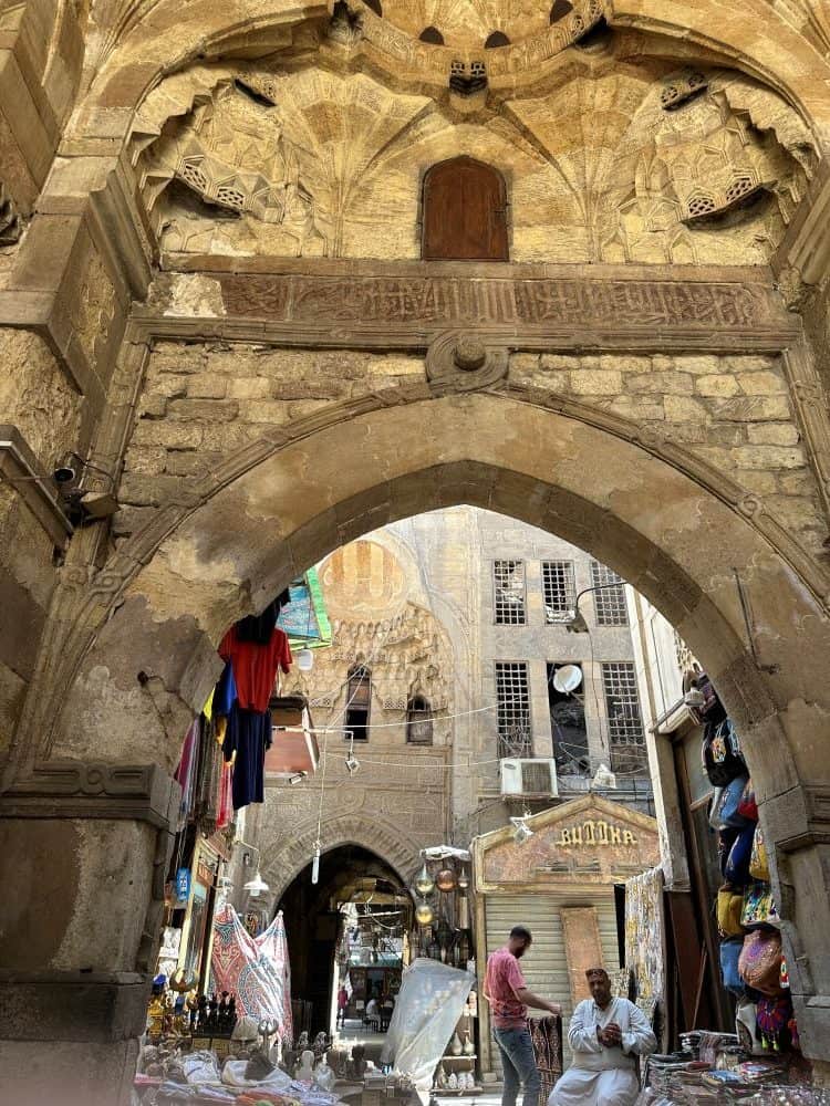 Huge stone arch in an old market often visited on a Cairo 2 day itinerary.